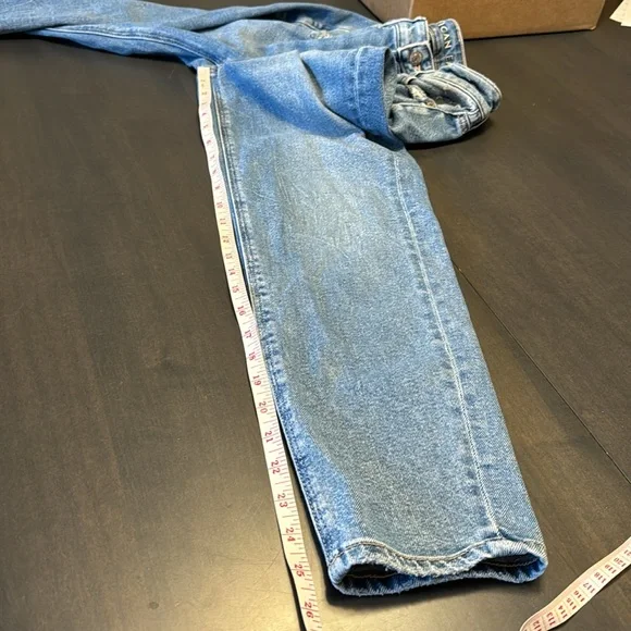 American Eagle Mom Straight Jeans 00 Short Stretch Distressed Denim - Picture 13 of 13